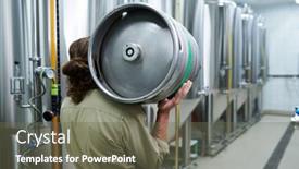  Presentation with honey bee closeup view - Presentation theme with microbrewery-worker-carrying-beer-keg background and a  colored foreground