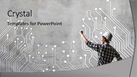  Presentation with mechanical engineers mechanical engineering science - Presentation featuring microchip design - it and engineering background and a  colored foreground