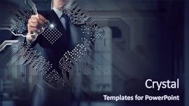  Presentation with mechanical engineers mechanical engineering science - Colorful PPT layouts enhanced with microchip design - it and engineering backdrop and a  colored foreground