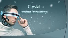  Presentation with future digital technology - Presentation design featuring microchip implant or sensor background and a ocean colored foreground