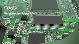 Presentation with airport boarding board - Audience pleasing PPT layouts consisting of microcircuit board with three processors backdrop and a ocean colored foreground