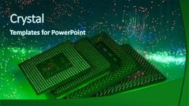  Presentation with microcontroller chip - Audience pleasing PPT layouts consisting of microcontroller chip - central microprocessors for a computer backdrop and a forest green colored foreground