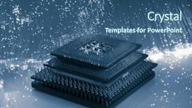  Presentation with microcontroller chip - Slide deck featuring microcontroller chip - central microprocessors for a computer background and a ocean colored foreground