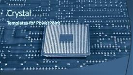  Presentation with microcontroller chip - Beautiful PPT theme featuring microcontroller chip - central microprocessors for a computer backdrop and a ocean colored foreground