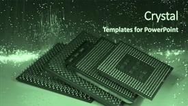  Presentation with microcontroller chip - Cool new slide set with microcontroller chip - central microprocessors for a computer backdrop and a tawny brown colored foreground