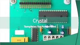 Presentation with microcontroller chip - Slides featuring microcontroller chip - circuit board background and a teal colored foreground
