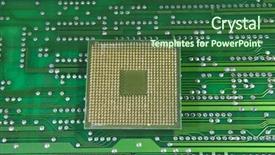  Presentation with microcontroller chip - Colorful PPT theme enhanced with microcontroller chip - cpu for a computer backdrop and a ocean colored foreground