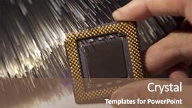  Presentation with microcontroller chip - Beautiful presentation featuring microcontroller chip - people hand with cpu backdrop and a tawny brown colored foreground