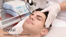  Presentation with psycho therapy - PPT layouts featuring microcurrent therapy in beauty salon background and a coral colored foreground