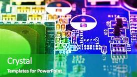  Presentation with circuit board - Beautiful presentation theme featuring microelectronics - electronic circuit board close up backdrop and a shamrock green colored foreground