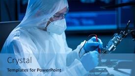  Presentation with motherboard - Presentation theme having microelectronics-engineer-works background and a light blue colored foreground