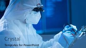  Presentation with electronic engineer - Slide deck with microelectronics-engineer-works background and a light blue colored foreground