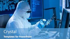  Presentation with electronic engineer - PPT layouts enhanced with microelectronics-engineer-works background and a teal colored foreground