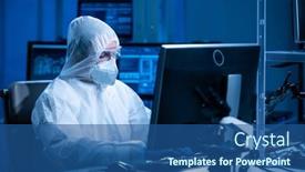  Presentation with electronic engineer - PPT theme consisting of microelectronics-engineer-works background and a ocean colored foreground