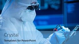  Presentation with electronic engineer - Beautiful PPT theme featuring microelectronics-engineer-works backdrop and a light blue colored foreground