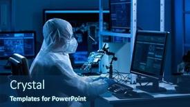  Presentation with electronic engineer - Colorful PPT theme enhanced with microelectronics-engineer-works backdrop and a ocean colored foreground