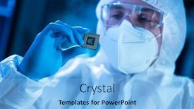  Presentation with electronic engineer - Audience pleasing PPT layouts consisting of microelectronics-engineer-works backdrop and a light blue colored foreground