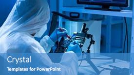  Presentation with electronic engineer - Audience pleasing PPT theme consisting of microelectronics-engineer-works backdrop and a teal colored foreground