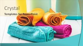  Presentation with cleaning - PPT layouts with microfiber-cleaning-towels-on-white background and a yellow colored foreground