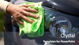  Presentation with car cleaning - PPT theme featuring microfiber cloth cleaning car background and a  colored foreground