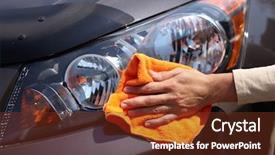  Presentation with car cleaning - Presentation design having microfiber cloth cleaning car background and a tawny brown colored foreground