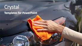  Presentation with car cleaning - Audience pleasing presentation design consisting of microfiber cloth cleaning car backdrop and a gray colored foreground