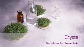  Presentation with vials - PPT layouts with microgreens healthy eating concept science background and a sky blue colored foreground