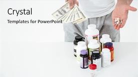  Presentation with nutritional supplements and vitamins - Audience pleasing theme consisting of micronutrients - cropped image of young sportsman backdrop and a white colored foreground