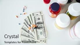  Presentation with pills money - Beautiful theme featuring micronutrients - picture of money with pills backdrop and a sky blue colored foreground