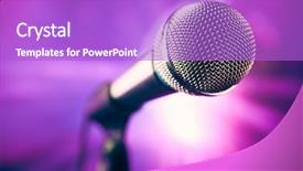  Presentation with pink 80s disco ball - Cool new slide deck with microphone against purple disco background backdrop and a purple colored foreground