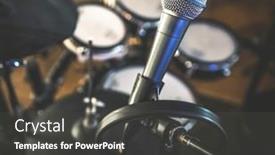  Presentation with mic - PPT theme enhanced with microphone-and-drums-in-recording background and a dark gray colored foreground