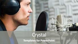  Presentation with recording studio - PPT theme consisting of microphone and headphone for audio background and a gray colored foreground