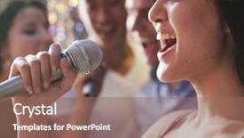  Presentation with april showers close up - Slide set consisting of microphone and singing at karaoke background and a violet colored foreground