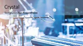  Presentation with blue lights - PPT layouts consisting of microphone and synthesizer on concert background and a light blue colored foreground