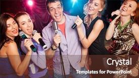  Presentation with microphone - Presentation design with microphone at party karaoke background and a tawny brown colored foreground