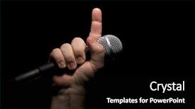  Presentation with microphone and synthesizer on concert - Slide set having microphone clinched firmly in male background and a  colored foreground