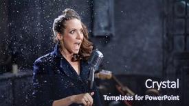  Presentation with music brain - Colorful PPT theme enhanced with microphone during shooting music backdrop and a wine colored foreground