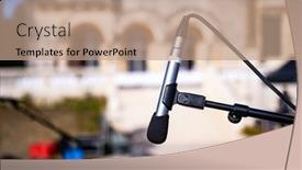  Presentation with outdoor festival - Slide set featuring microphone-for-outdoor-music-event background and a coral colored foreground