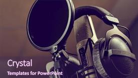  Presentation with recording studio - Cool new PPT theme with microphone in a recording studio backdrop and a wine colored foreground