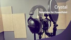 Presentation with recording studio - Slides having microphone in a recording studio background and a gray colored foreground