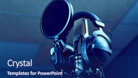  Presentation with recording - Audience pleasing PPT theme consisting of microphone in a recording studio backdrop and a navy blue colored foreground