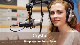  Presentation with music studio - Slide set consisting of microphone in a studio background and a coral colored foreground