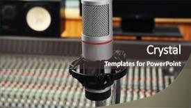  Presentation with radio news - Colorful presentation design enhanced with microphone in radio station backdrop and a tawny brown colored foreground