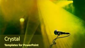  Presentation with green stage lights - Audience pleasing PPT layouts consisting of microphone in stage lights backdrop and a tawny brown colored foreground