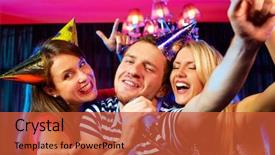  Presentation with elderly people singing - Presentation theme enhanced with open mic - portrait of happy people singing background and a red colored foreground