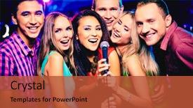  Presentation with microphone - Presentation theme with microphone in the karaoke background and a red colored foreground