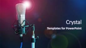 Presentation with recording studio - Theme having microphone in the night colorful background and a navy blue colored foreground
