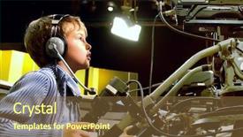  Presentation with video production - PPT theme consisting of microphone looks to professional video background and a tawny brown colored foreground