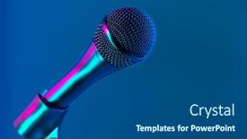  Presentation with mic - Slide set featuring microphone-on-stage-close-up background and a dark gray colored foreground