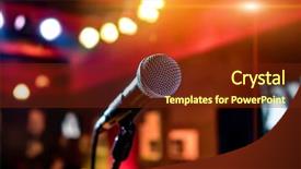  Presentation with microphone - Colorful PPT theme enhanced with microphone on stage backdrop and a tawny brown colored foreground